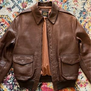 Avirex Cockpit USA A-2 leather bomber flight jacket. Size 38.